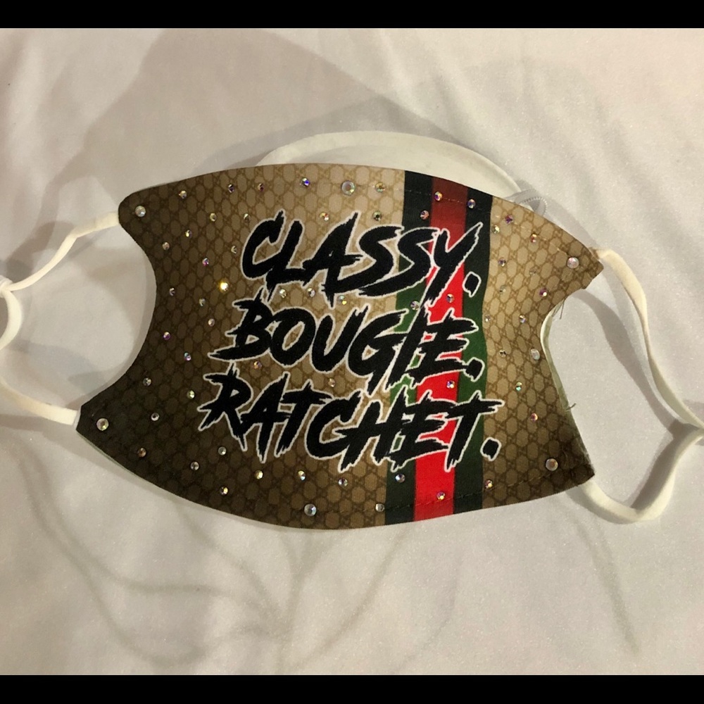 Face mask with rhinestones